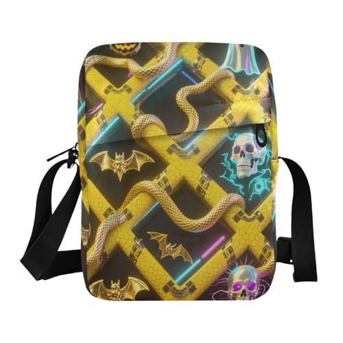 KLL Halloween schwarze Werwolf Fledermaus Kürbis süße Kuriertasche veganes Leder Herren Umhängetasche kleine Einkaufstasche Schultertasche Handtasche von KLL