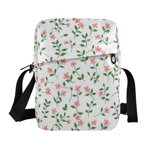 KLL Handbemalte Cartoon-Blumen-Umhängetasche, veganes Leder, Herren-Umhängetasche, lässiger Schulterriemen von KLL