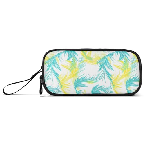 KLL Handgezeichnetes Design Phoenix Neon Gelb Blau Nylon Federmäppchen Etui Große Kapazität Federmäppchen mit Fächern Schreibwaren Tasche für Büro Herren von KLL