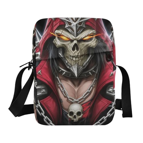 KLL Handsome Punk – Stil Totenkopf Gothic Messenger Bag für Damen, veganes Leder, Umhängetasche, Einkaufstasche für Damen von KLL