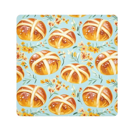 KLL Happy Easter Hot Cross Brötchen selbstklebende Toilettenartikelbeutel, Stoff, Make-up-Tasche, Organizer, Wickeltasche, Kameralinse, Tuch für Damen, Happy Easter Hot Cross Buns, 17.7x17.7in von KLL