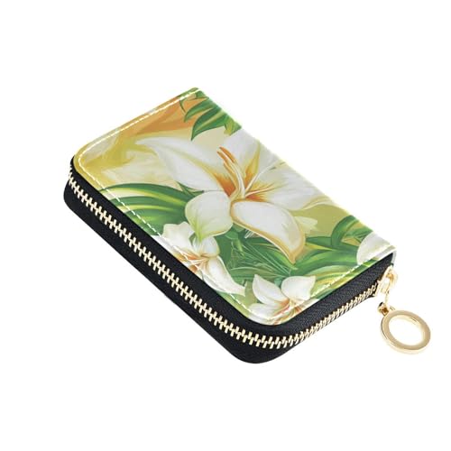 KLL Happy Easter Lily Flower Beauty Leder Damen Kartenhalter Geldbörse mit 2 Geldfächern, RFID-blockierend, Kartenorganizer mit Reißverschluss von KLL