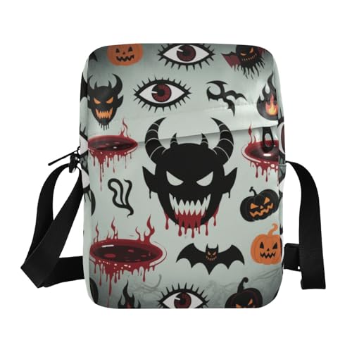 KLL Happy Halloween Black Devil Crossbody Messenger Bag Veganes Leder Grün Crossbody Taschen für Damen Reise Schulterhandtaschen für Damen von KLL