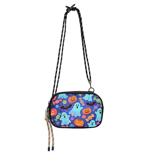KLL Happy Halloween Bunte Candy Ghosts Sling Geldbörse Crossbody für Herren, wasserdicht, mit verstellbarem Riemen, lässige Handy-Brusttasche, für eine Mahlzeit von KLL