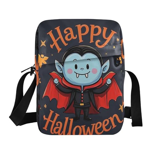 KLL Happy Halloween Cartoon Cute Vampir Messenger Bag für Frauen Veganes Leder Kleine Crossbody Taschen für Frauen Casual Damen Schulterhandtaschen von KLL