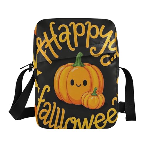 KLL Happy Halloween Cartoon Cute Yellow Pumpkin Messenger Bag for Women Vegan Leather Small Crossbody Bags For Women Casual Handbag For Travel von KLL