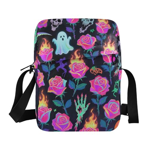 KLL Happy Halloween Herren Messenger Bag Crossbody Veganes Leder Umhängetasche Herren Shopping Frau Handtasche Schultergurt von KLL