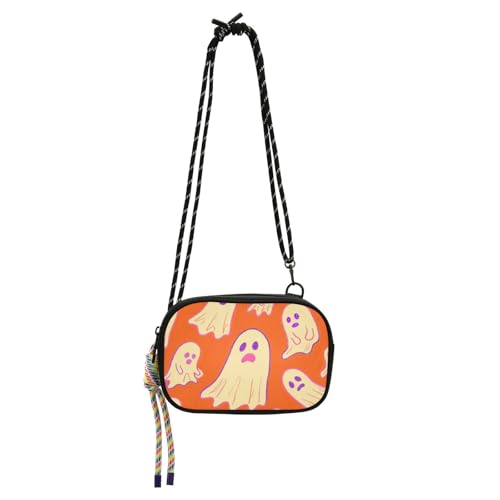 KLL Happy Halloween Orange West Crossbody Geldbörse Herren Trendy mit verstellbarem Riemen Messenger Bag Crossbody für Wandern Reisen von KLL