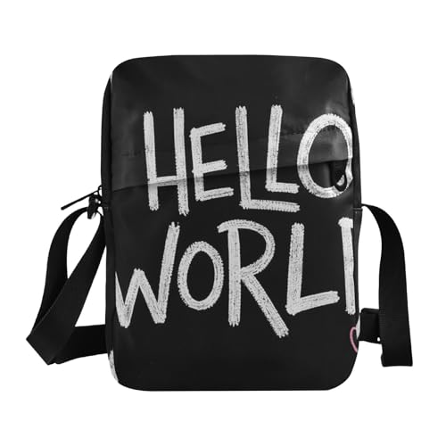 KLL Hello World Umhängetasche im Graffiti-Stil für Damen, veganes Leder, Crossbody-Tasche für Damen, lässige Schulterhandtaschen für Damen von KLL