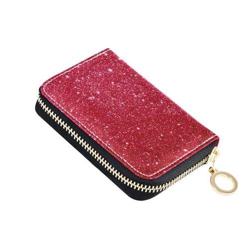 KLL Herren-Geldbörse mit 9 Kartenfächern, RFID-blockierend, mit Reißverschluss, glitzernd, Sternenhimmel, Rot von KLL