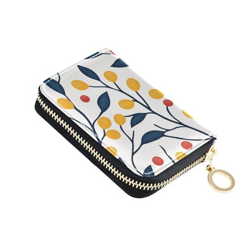 KLL Holly Berries Herren Kartenetui aus Leder, mit RFID-blockierendem Reißverschluss, Senfgelb und Jeansblau von KLL