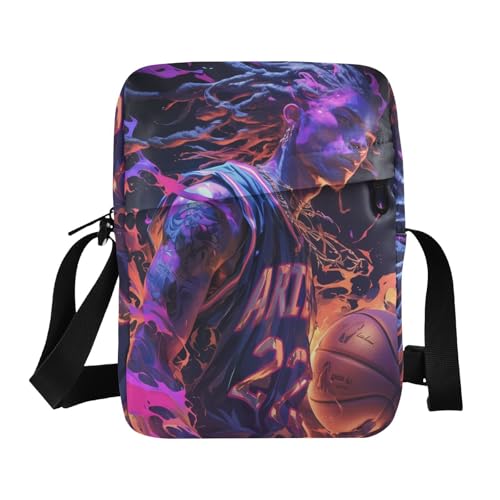 KLL Hot Blooded Purple Dreadlocks Basketball Player Messenger Bag for Women Vegan Leather Small Crossbody Bag Women Shopping Woman Shoulder Handbags von KLL