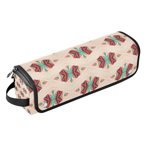 KLL Hot Hair Tools Reisetasche mit hitzebeständiger Matte, tragbare Reisetasche für Glätteisen, Glätteisen, Lockenstäbe, Retro-abstrakter tragbarer Organizer, Retro abstrakt, 1 Size von KLL