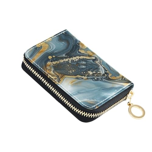 KLL Hot Stamping Art Leder-Kartenetui für Damen, mit 2 Geldfächern, RFID-blockierend, kleines Kreditkartenetui mit Reißverschluss von KLL