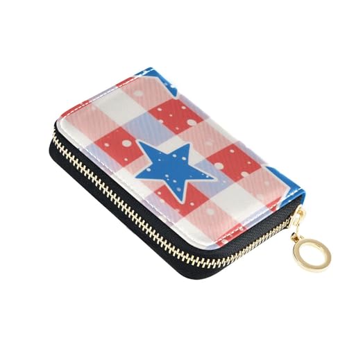 KLL Independence Day Buffalo Stars Leder Kartenhalter Geldbörse für Herren mit Cion Geldbörse RFID blockierendes Kreditkartenetui mit Reißverschluss von KLL