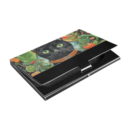 KLL Jungle Black Cat St. Patrick's ultradünne Visitenkartenhalter mit Leder- und Edelstahl-Kartenetui zum Schutz Ihrer Karten KLL Jungle Black Cat St. Patrick's ultradünne Visitenkartenhalter mit Leder- und Edelstahl-Kartenetui zum Schutz Ihrer Karten von KLL