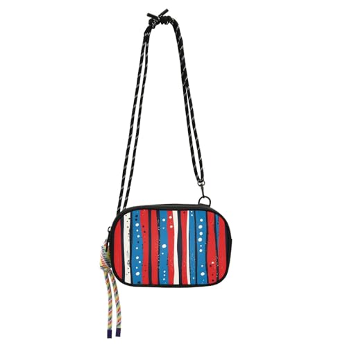 KLL Kameratasche für Damen, wasserdicht, mit Kreditkartenfächern, Rot und Blau, Streifenmuster, für eine Mahlzeit von KLL