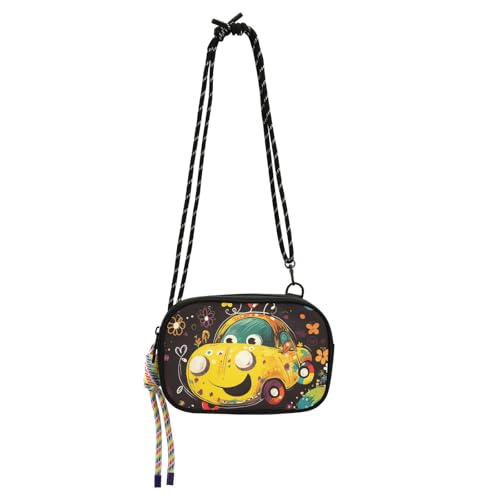 KLL Kameratasche im Kritzel-Stil, Cartoon-Blume, bunt, für Damen, praktisch mit Kreditkartenfächern, lässige Handy-Brusttasche, Spaziergang mit dem Hund von KLL