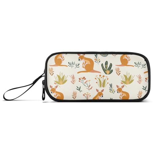KLL Kangaroo handgezeichnetes Nylon-Federmäppchen für College, hohe Kapazität, Federmäppchen mit Fächern, Schreibwarentasche für College, Teenager, Mädchen von KLL