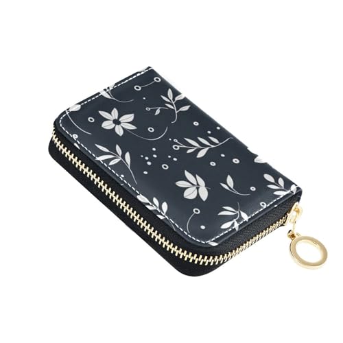 KLL Kartenetui aus Leder, Blumenmuster, mit 2 Geldfächern, RFID-blockierend, Kreditkartenschutz mit Reißverschluss, Schwarz KLL Kartenetui aus Leder, Blumenmuster, mit 2 Geldfächern, RFID-blockierend, Kreditkartenschutz mit Reißverschluss, Schwarz von KLL