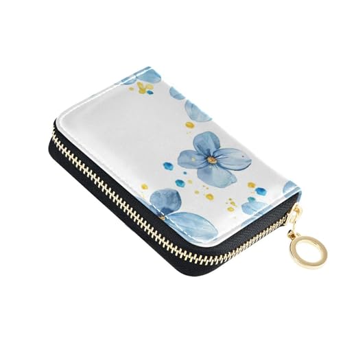 KLL Kartenetui aus Leder, mit 2 Geldfächern, RFID-blockierend, mit Reißverschluss, Blau von KLL