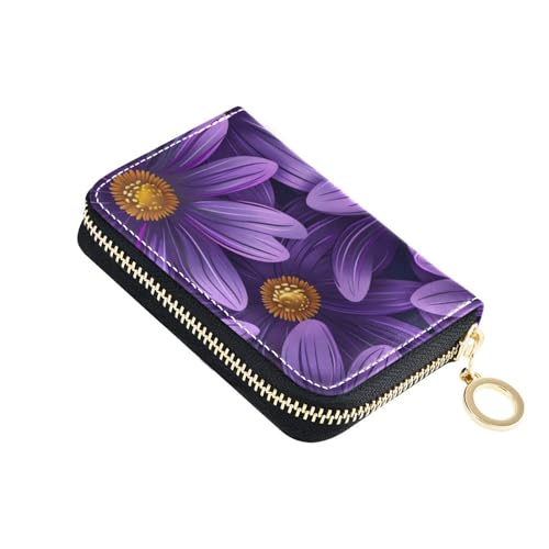 KLL Kartenetui aus Leder, mit 9 Kartenfächern, RFID-blockierend, mit Reißverschluss, Violett von KLL