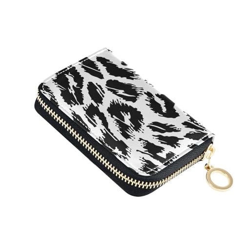 KLL Kartenetui aus Leder mit 9 Kartenfächern, RFID-blockierend, kleines Kreditkartenetui mit Reißverschluss, Schwarz / Weiß von KLL
