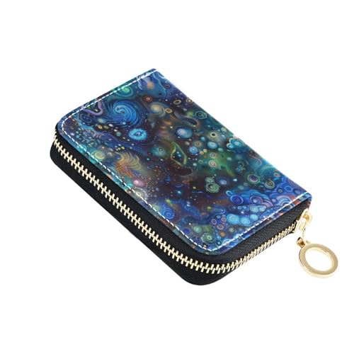 KLL Kartenetui aus Leder mit 9 Kartenfächern, RFID-blockierend, mit Reißverschluss, Blau von KLL