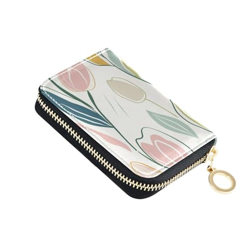 KLL Kartenetui aus Leder mit Blumen- und Blättermotiv für Damen, mit RFID-blockierendem Kreditkartenetui mit Reißverschluss von KLL