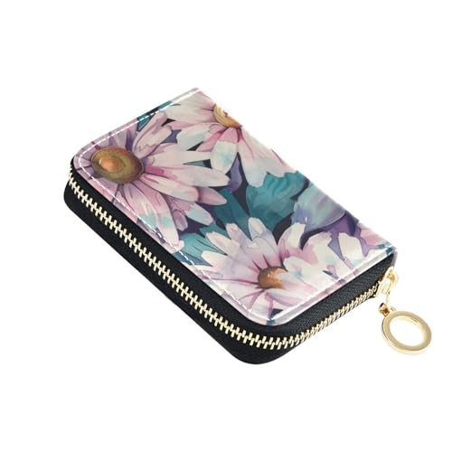 KLL Kartenetui aus Leder mit Blumenmuster, für Damen, mit RFID-blockierendem Kartenhalter mit Reißverschluss von KLL