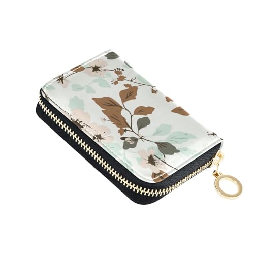 KLL Kartenetui aus Leder mit Blumenmuster, mit 2 Geldfächern, RFID-blockierend, Herren-Kartenhalter mit Reißverschluss von KLL
