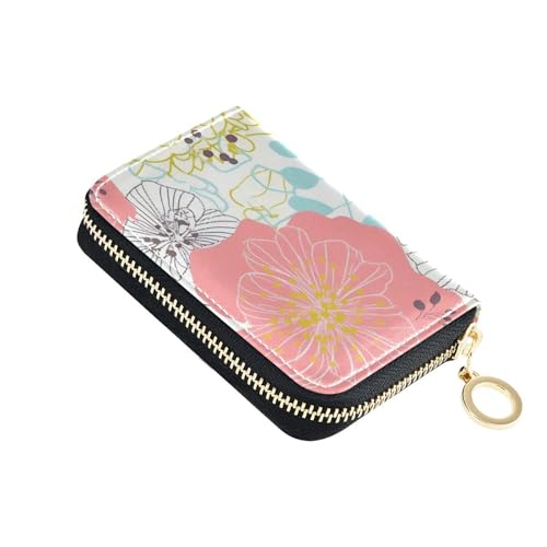 KLL Kartenetui aus Leder mit buntem Blumenmuster, für Herren, mit RFID-blockierendem Kartenhalter mit Reißverschluss von KLL