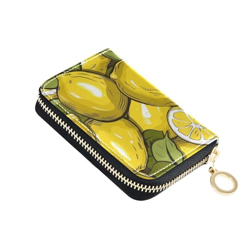 KLL Kartenetui aus Leder mit mehreren Zitronen für Damen, mit RFID-blockierendem Kartenetui mit Reißverschluss von KLL