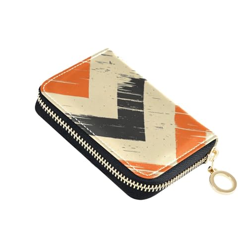 KLL Kartenetui für Damen, Retro-Stil, Leder, mit 2 Geldfächern, RFID-blockierend, mit Reißverschluss, Orange / Schwarz KLL Kartenetui für Damen, Retro-Stil, Leder, mit 2 Geldfächern, RFID-blockierend, mit Reißverschluss, Orange / Schwarz von KLL