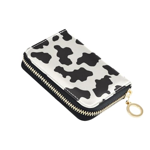 KLL Kartenetui für Herren mit 9 Kartenfächern, Rindsleder-Textur, mit Reißverschluss, RFID-blockierend, Schwarz / Weiß von KLL