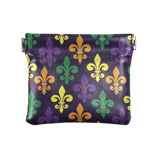 KLL Kleine Damen-Geldbörse aus Leder, ausgefallene Kleingeldtasche, Karten-Organizer für Mütter, Schwester, Mardi Gra Französisch, Mardi Gra Französisch, 11 cm (L) x 9,5 cm (B) x 1 cm (H), Druck, von KLL