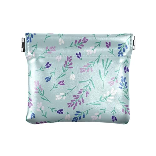 KLL Kleine Damen-Geldbörse aus Leder, praktische Mini-Kartenhalter, Geldbörse für Frauen, Freundin, lila Lavendel, Sommerblumen, lila Lavendel, Sommerblumen, 11 cm (L) x 9,5 cm (B) x 1 cm (H), Druck, von KLL