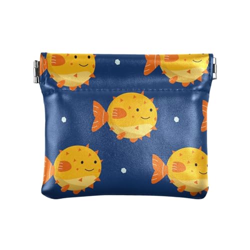 KLL Kleine Geldbörse aus PU-Leder, niedlicher Kleingeldhalter, Karten-Organizer für Damen, Cartoon-hawaiianischer Fisch, Cartoon-Hawaii-Fisch, 11 cm (L) x 9,5 cm (B) x 1 cm (H), Druck, von KLL