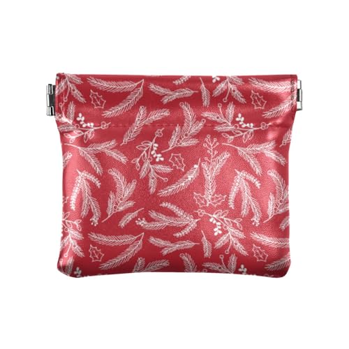 KLL Kleine Geldbörse aus PU-Leder, praktische Geldbörse mit Verschluss für Männer und Frauen, Reisen, Frohe Weihnachten, Urlaub, Blumenmuster (2), Merry Christmas Holiday Floral (2), 4.33"(L) x von KLL