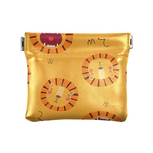 KLL Kleine Geldbörse aus PU-Leder, praktischer Schmuck-Organizer für Frauen, niedliches Löwentier, niedliches Löwentier, 11 cm (L) x 9,5 cm (B) x 1 cm (H), Druck, Niedliches Löwentier, 4.33"(L) x von KLL