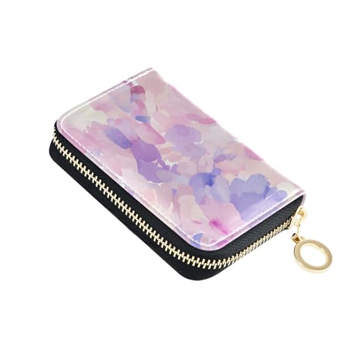KLL Kleine Geldbörse mit abstraktem Aquarell-Blumenmuster, lila, hellrosa, Leder, mit RFID-blockierendem Kartenorganizer mit Reißverschluss KLL Kleine Geldbörse mit abstraktem Aquarell-Blumenmuster, lila, hellrosa, Leder, mit RFID-blockierendem Kartenorganizer mit Reißverschluss von KLL