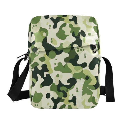 KLL Kleine Kuriertasche für Herren, Leopardenmuster, veganes Leder, für Reisen, Schultertasche von KLL