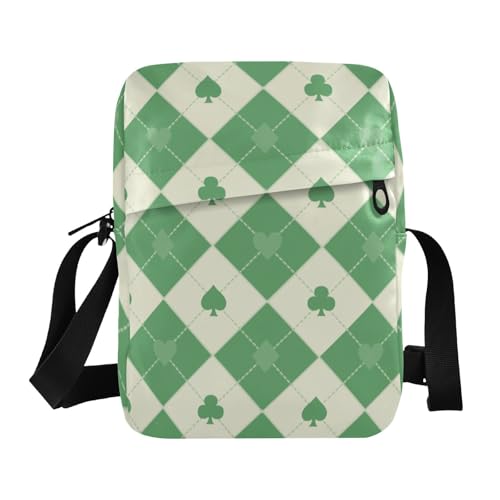 KLL Kleine Kuriertasche für Herren, veganes Leder, Schultertasche, Crossover-Tasche, lässige Damen-Schulterhandtaschen, Grün / Beige KLL Kleine Kuriertasche für Herren, veganes Leder, Schultertasche, Crossover-Tasche, lässige Damen-Schulterhandtaschen, Grün / Beige von KLL