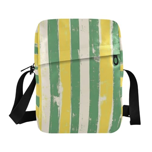 KLL Kleine Kuriertasche für Herren, veganes Leder, für Reisen, Schulterhandtaschen, Zitronengelb / Grün von KLL