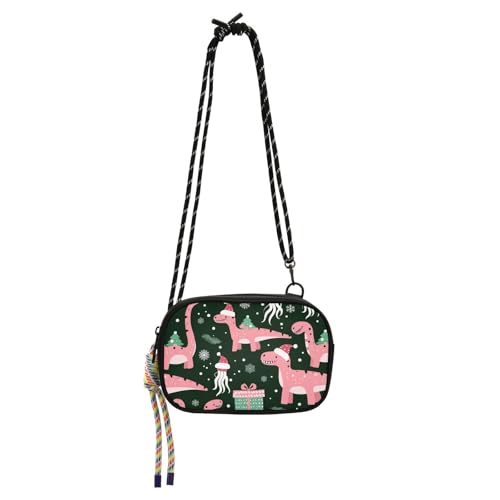 KLL Kleine Umhängetasche für Damen, Motiv: Pfirsich-Dinosaurier, Quallen, modisch, mit verstellbarem Riemen, kleine Umhängetasche für Wandern, Reisen von KLL