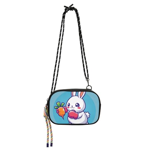 KLL Kleine Umhängetasche für Damen, Motiv: blauer Hase, praktisch, mit Kreditkartenfächern, lässiger Handy-Brusttasche, Spaziergang mit dem Hund von KLL