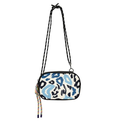 KLL Kleine Umhängetasche für Herren, Leopardenmuster, praktisch, mit Kreditkartenfächern, Mini-Umhängetasche, Blau von KLL