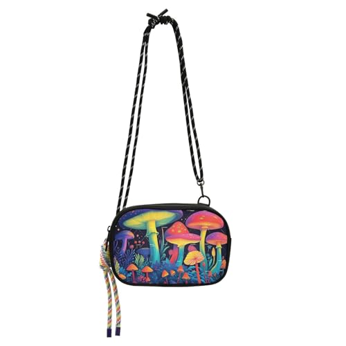 KLL Kleine Umhängetasche für Herren, klein, klein, klein, schwarz, mit Kreditkartenfächern, Nylon, kleine Umhängetasche, für eine Mahlzeit von KLL