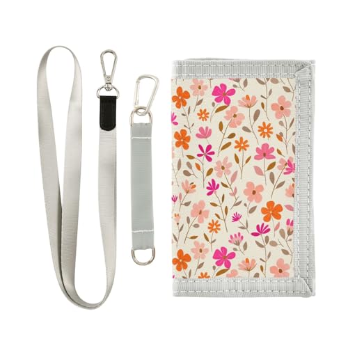 KLL Kleines Blumenlaubmuster, Rosa, Orange, Hellbeige, dreifach gefaltet, Geschenke für junge Menschen, coole, stabile Geldklammer, Geldbörse mit Umhängeband KLL Kleines Blumenlaubmuster, Rosa, Orange, Hellbeige, dreifach gefaltet, Geschenke für junge Menschen, coole, stabile Geldklammer, Geldbörse mit Umhängeband von KLL