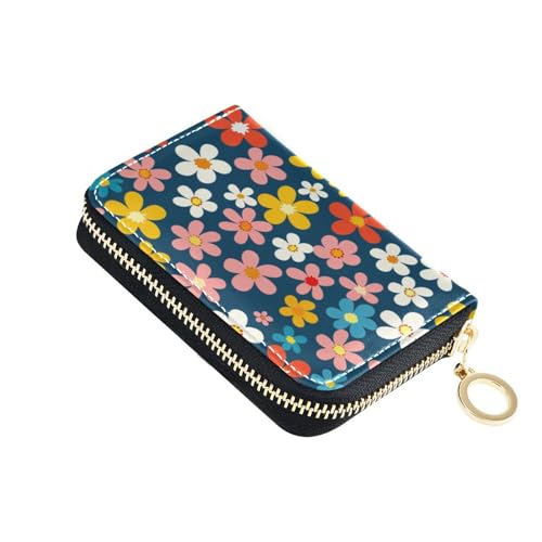 KLL Kleines Kartenetui aus Leder im Retro-Stil mit 2 Geldfächern, RFID-Blockierung, kleines Kreditkartenetui für Damen, mit Reißverschluss, Blau von KLL